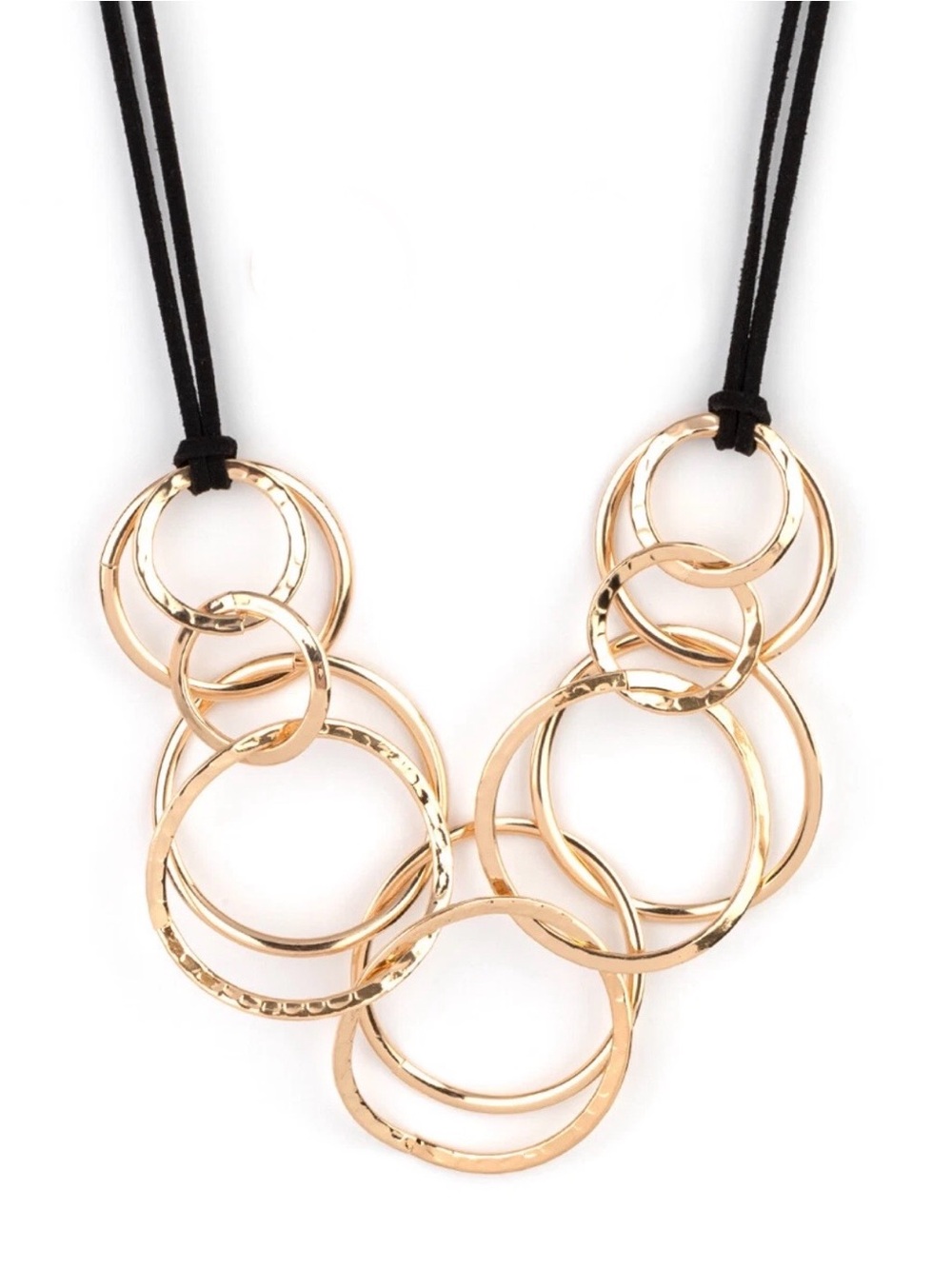 Spiraling Out Of Couture Gold Multi-Ring Chunky Statement Necklace Women Jewelry - Picture 2 of 8